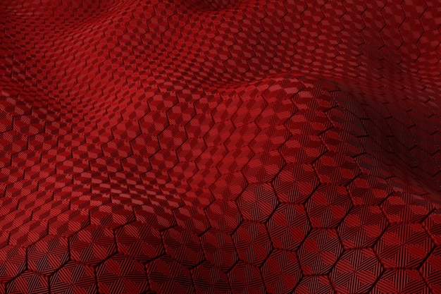 Fondo de plástico de renderizado 3D con reflejos. Superficie de desplazamiento. Patrones aleatorios extruidos de la forma ondulada.