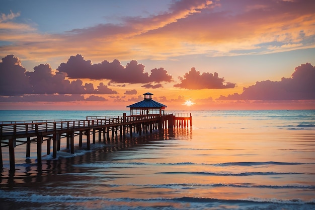 El fondo de la playa al atardecer