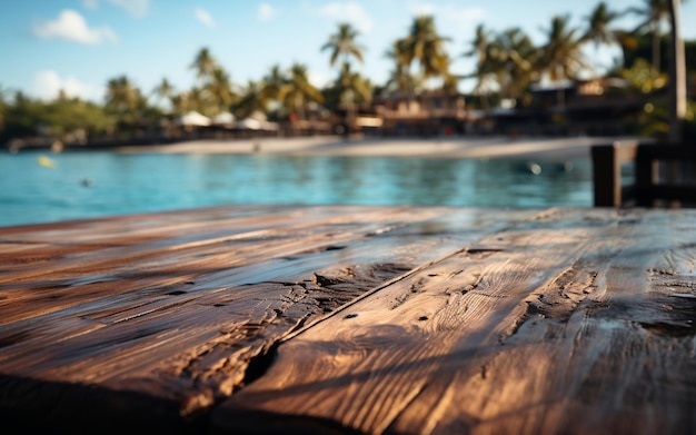 Fondo de playa de mesa de espacio vacío para su decoración