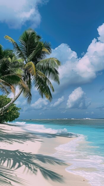 El fondo de la playa de palmeras del paraíso tropical