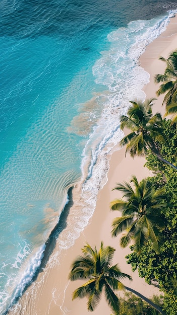 El fondo de la playa de palmeras del paraíso tropical