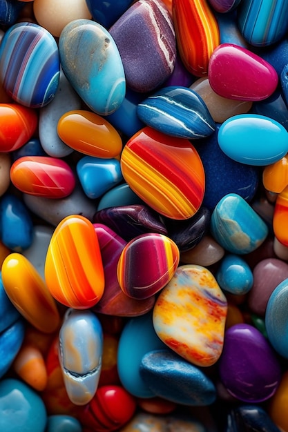 Foto fondo de playa de piedras de colores
