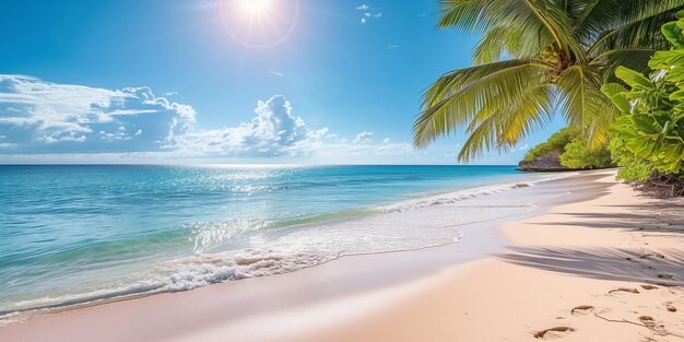 Foto fondo de playa tropical con cocoteros