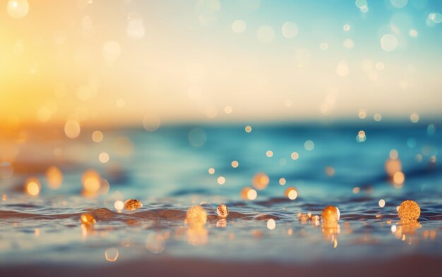 Fondo de playa de verano rodado en estilo bokeh