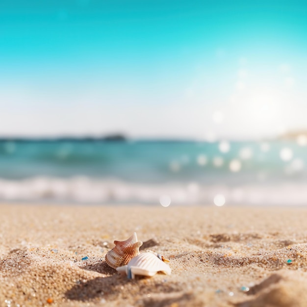 Fondo de playa de verano rodado en estilo bokeh