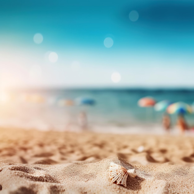 Fondo de playa de verano rodado en estilo bokeh