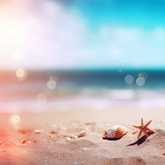 Fondo de playa de verano rodado en estilo bokeh