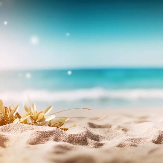 Fondo de playa de verano rodado en estilo bokeh