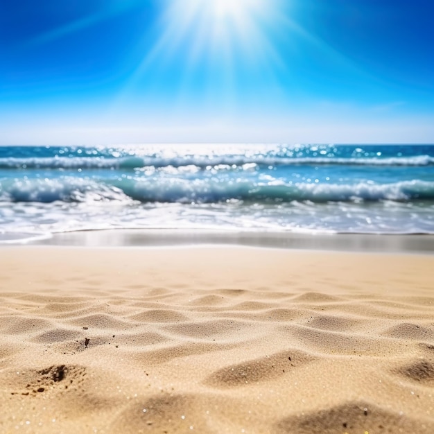 Fondo de playa de veranoPlaya y sol con cielo azul