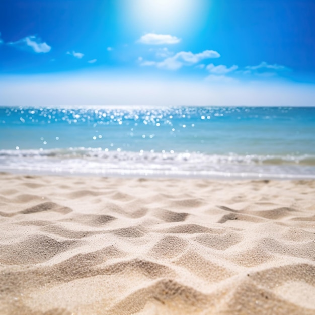 Foto fondo de playa de veranoplaya y sol con cielo azul