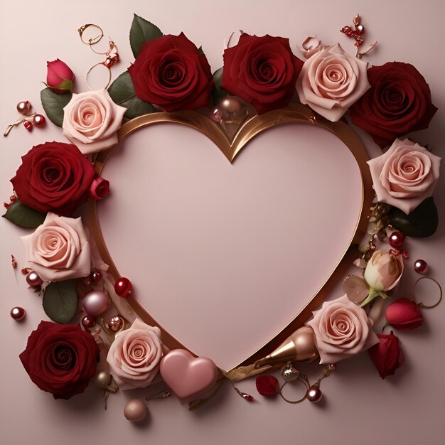 Fondo de la plaza del Día de San Valentín decorado con rosas rojas esparcidas con lugar para el texto