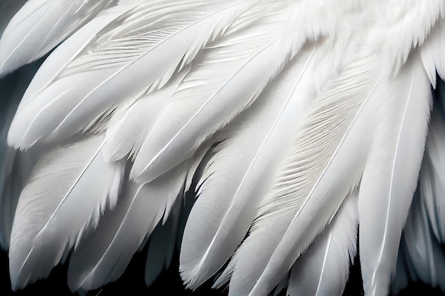 Fondo de plumas de cisne blanco Patrón de penacho de ganso Ilustración generativa de Ai