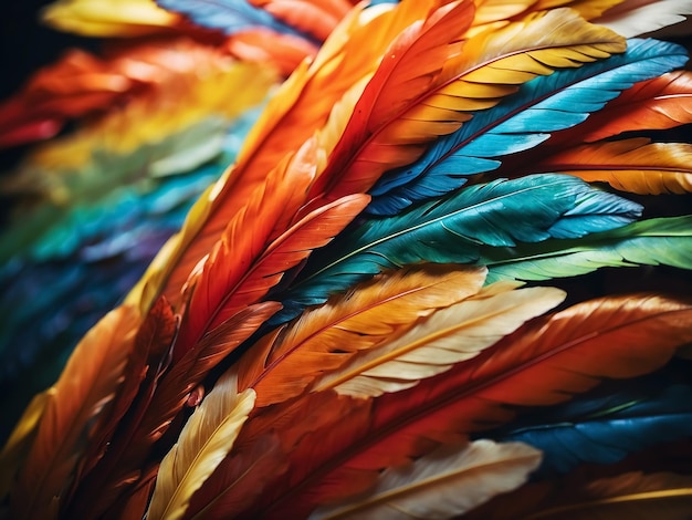 Foto fondo de plumas coloridas en estilo acuarela