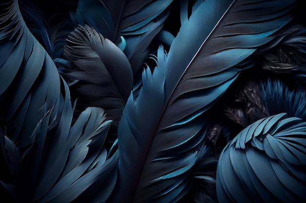 Fondo de plumas negras Patrón de alas de cisne negro Ilustración de IA generativa abstracta