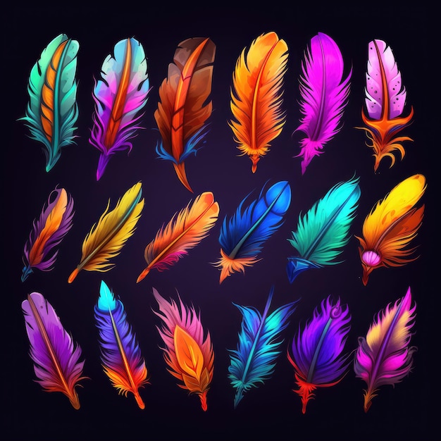 fondo plumas pájaro ai generado diseño naturaleza símbolo icono silueta vuelo fondo plumas pájaro ilustración