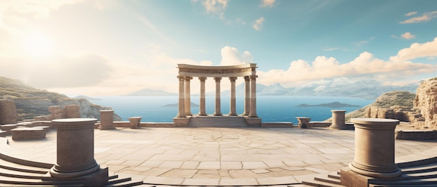 Foto fondo del podio del anfiteatro de la antigua grecia