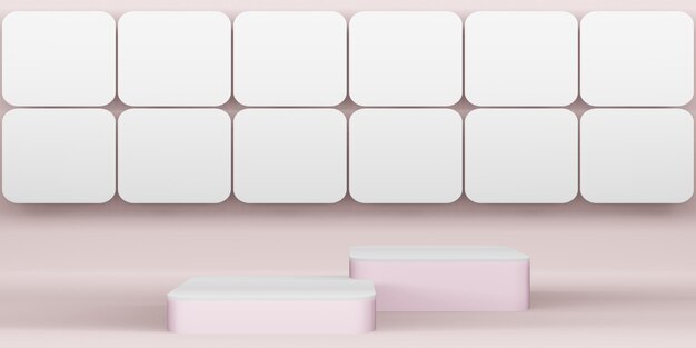 Fondo de podio de colores pastel de moda retro Soporte de paleta Plantilla Soporte de producto para pegar texto 3D