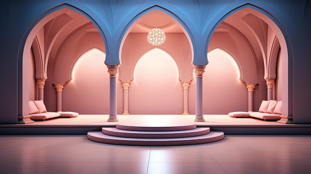 Foto fondo del podio en el estilo minimalismo de vacaciones de ramadán diseño árabe oriental
