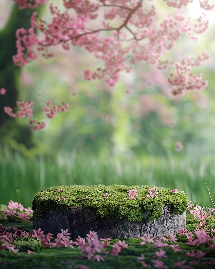 El fondo del podio de la flor de cerezo el fondo de la flor