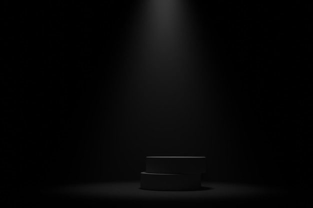 Fondo de podio oscuro con foco en renderizado 3d