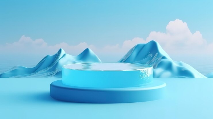 Fondo de podio de pantalla 3D Naturaleza cielo azul pedestal mínimo Generativo ai