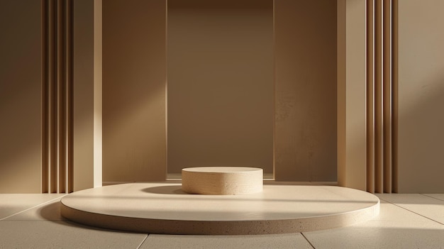 Fondo de podio de pedestal de cilindro 3D realista Escena mínima abstracta para productos de maqueta exhibición de promoción del escenario