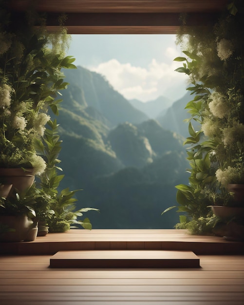 Fondo de podio vertical de naturaleza 3D