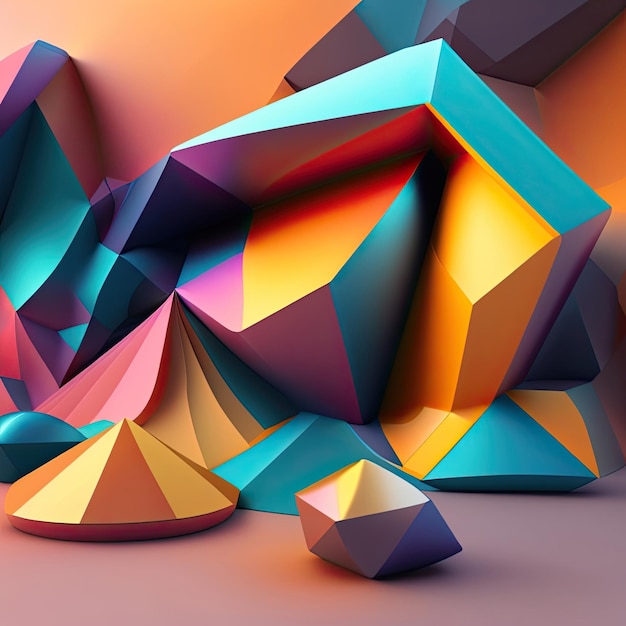 Fondo poligonal en 3D abstracto