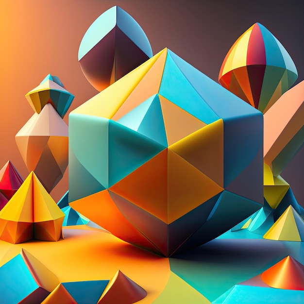 Fondo poligonal en 3D abstracto
