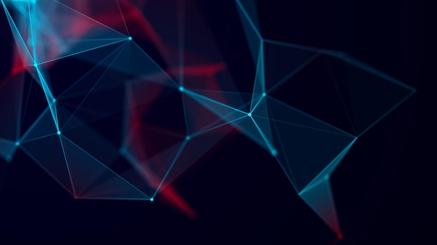 Fondo poligonal abstracto con puntos y líneas de conexión Fondo de tecnología de conexión