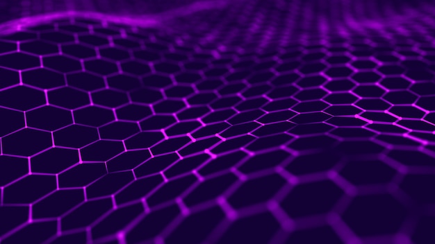 Fondo poligonal abstracto con puntos y líneas de conexión Fondo de tecnología de conexión