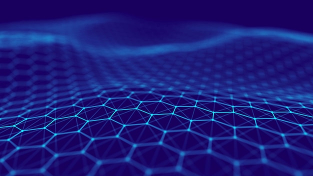 Fondo poligonal abstracto con puntos y líneas de conexión Fondo de tecnología de conexión