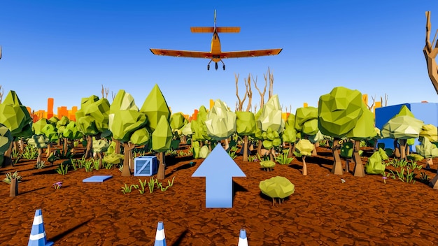 Fondo de polígono bajo de renderizado 3D con paisaje de canva de paisaje simulado