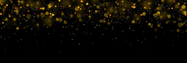 Fondo de polvo y bokeh de estrellas brillantes de oro Textura ligera de brillo navideño abstracto