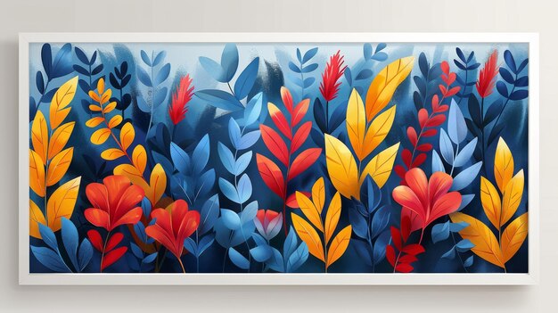 Foto fondo de portada abstracto inspirado en matisse plantas coloridas dibujadas a mano hoja flor y ilustración de pájaros para decoración de arte de pared papel de pared o impresión