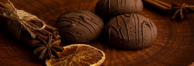 Fondo de postre de galletas con chispas de chocolate