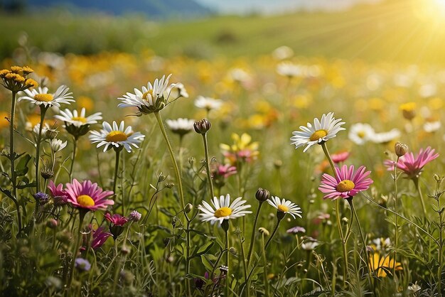 fondo de prado de flores soleadas