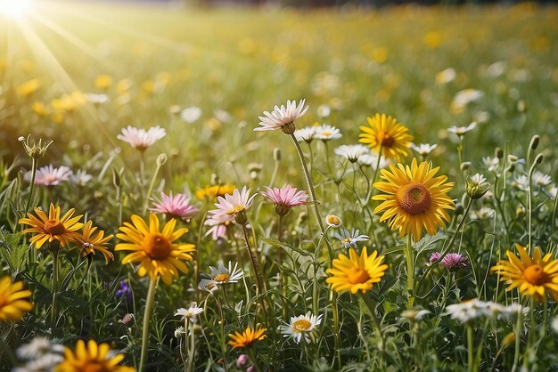 fondo de prado de flores soleadas