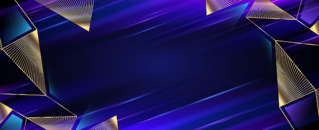 Fondo de premio azul y dorado Forma poligonal con diseño limpio