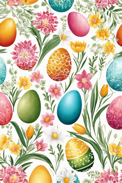 Foto fondo de primavera de acuarela de pascua composición de vista superior tarjeta de pascua hoja de papel