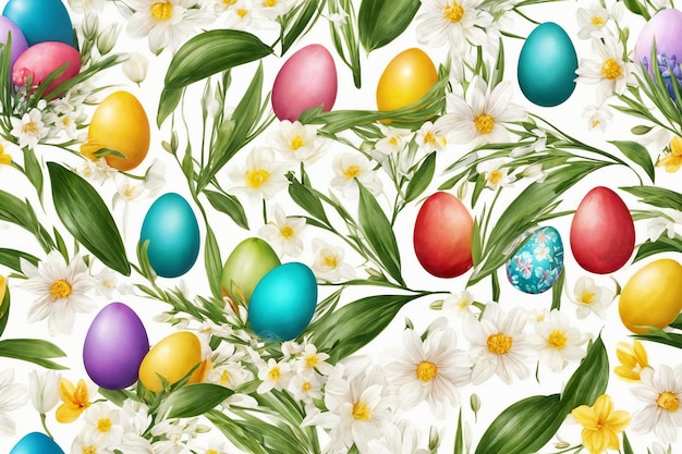 Foto fondo de primavera de acuarela de pascua composición de vista superior tarjeta de pascua hoja de papel