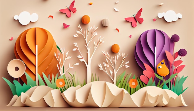 Fondo de primavera de estilo de papel