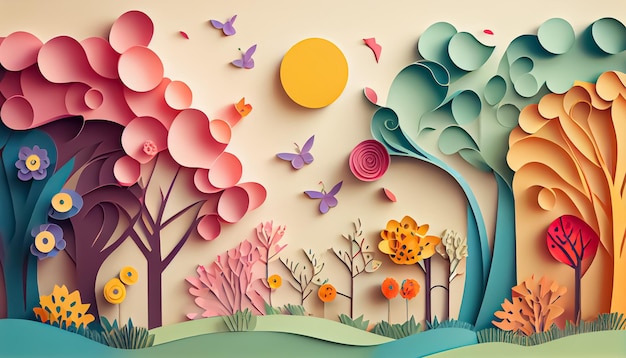 Fondo de primavera de estilo de papel