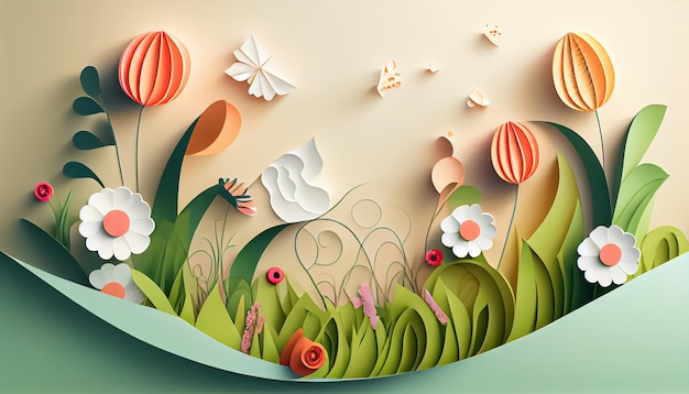 Fondo de primavera de estilo de papel