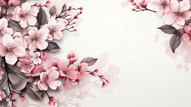 Fondo de primavera en flor de cerezo con flores de sakura AI Generativo