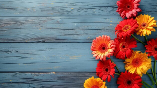 Foto fondo de primavera con flores frescas de gerbera