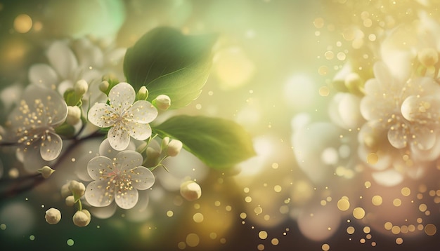 Fondo de primavera de lujo con renderizado 3d bokeh AI generativa