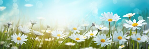 El fondo de primavera de las margaritas en el campo