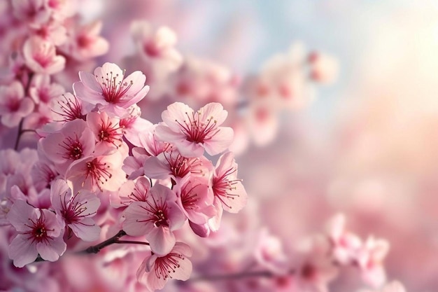 Fondo de primavera realista con flores de cerezo