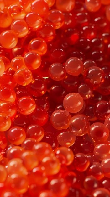 Foto el fondo con un primer plano de caviar rojo